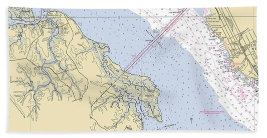 James River-virginia Nautical Chart - Beach Towel
