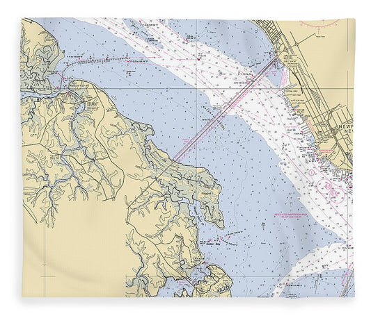 James River Virginia Nautical Chart Blanket