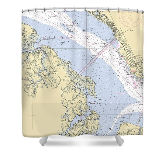 James River Virginia Nautical Chart Shower Curtain