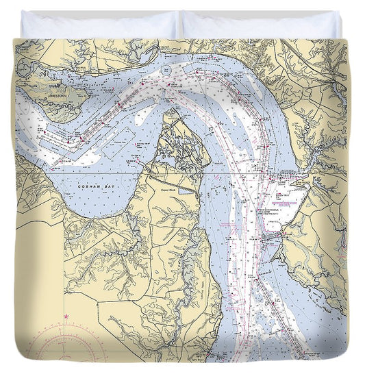 James River  Virginia Nautical Chart _V2 Duvet Cover