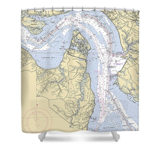 James River  Virginia Nautical Chart _V2 Shower Curtain