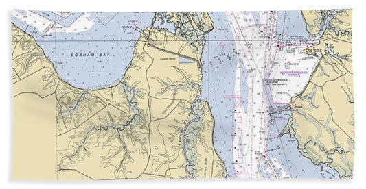 James River -virginia Nautical Chart _v2 - Beach Towel