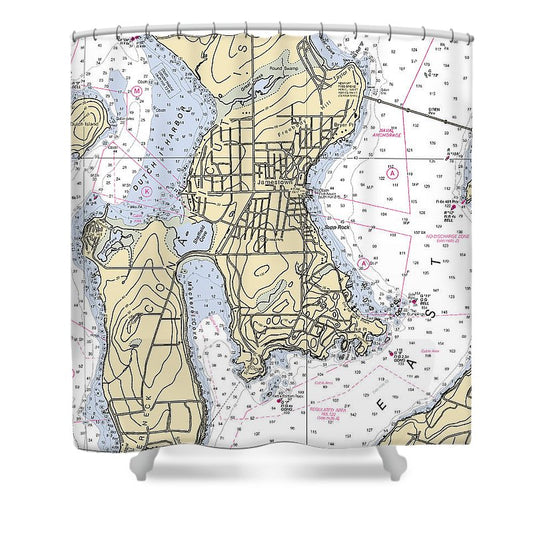 Jamestown  Rhode Island Nautical Chart _V2 Shower Curtain