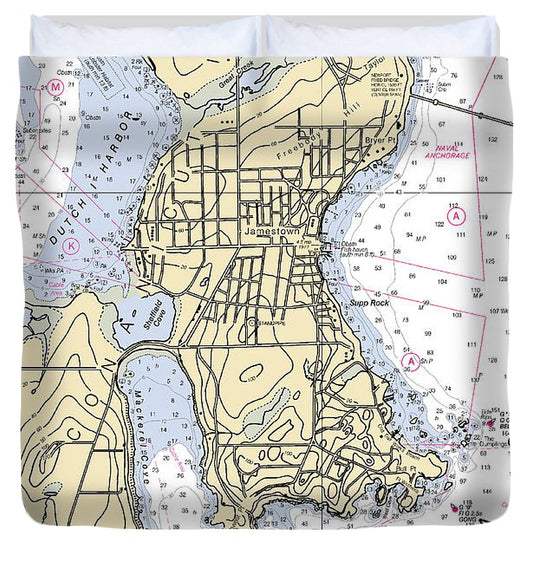 Jamestown  Rhode Island Nautical Chart _V2 Duvet Cover