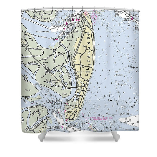 Jekyll Island Georgia Nautical Chart Shower Curtain