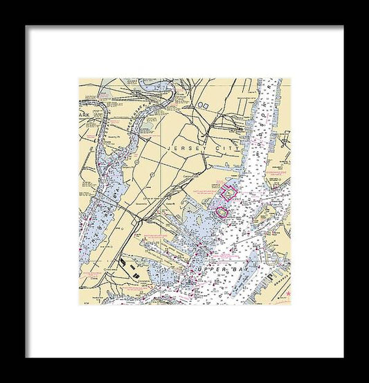 A beuatiful Framed Print of the Jersey City-New Jersey Nautical Chart by SeaKoast