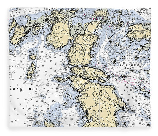Jonesport Maine Nautical Chart Blanket