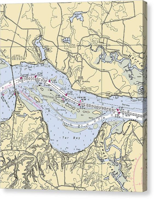 Jordan Point-Virginia Nautical Chart Canvas Print