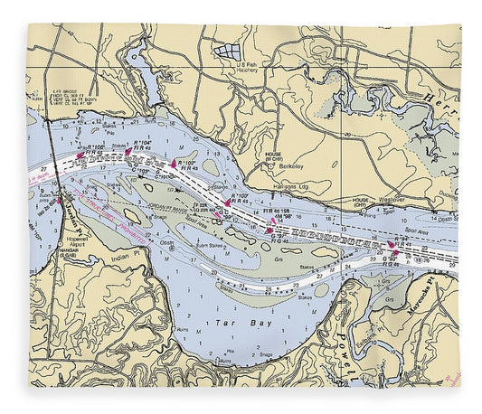 Jordan Point Virginia Nautical Chart Blanket