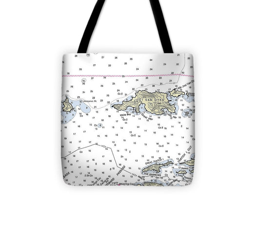 Jost Van Dyke Virgin Islands Nautical Chart Tote Bag