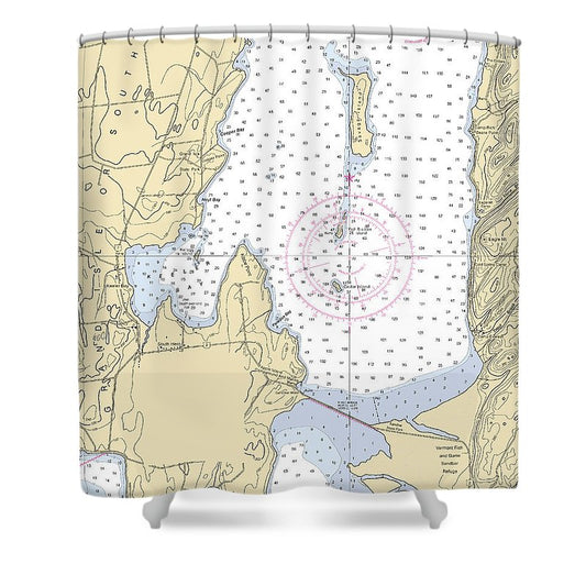 Keller Bay Lake Champlain  Nautical Chart Shower Curtain