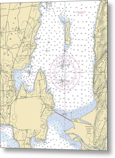 A beuatiful Metal Print of the Keller Bay-Lake Champlain  Nautical Chart - Metal Print by SeaKoast.  100% Guarenteed!