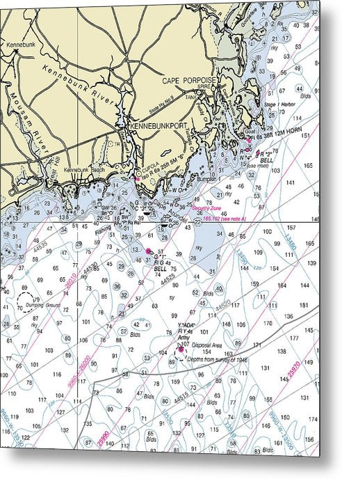 A beuatiful Metal Print of the Kennebunkport Maine Nautical Chart - Metal Print by SeaKoast.  100% Guarenteed!