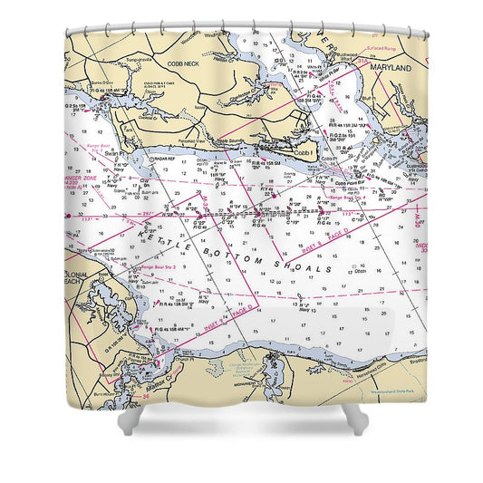Kettle Bottom Shoals Virginia Nautical Chart Shower Curtain