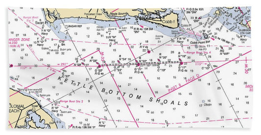Kettle Bottom Shoals-virginia Nautical Chart - Bath Towel