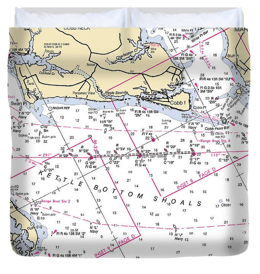 Kettle Bottom Shoals Virginia Nautical Chart Duvet Cover