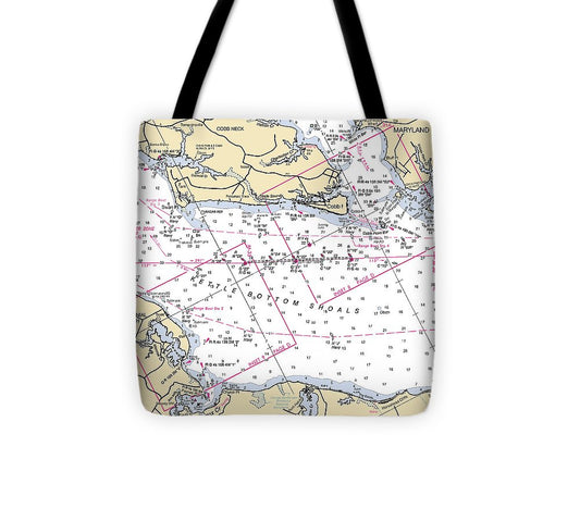 Kettle Bottom Shoals Virginia Nautical Chart Tote Bag