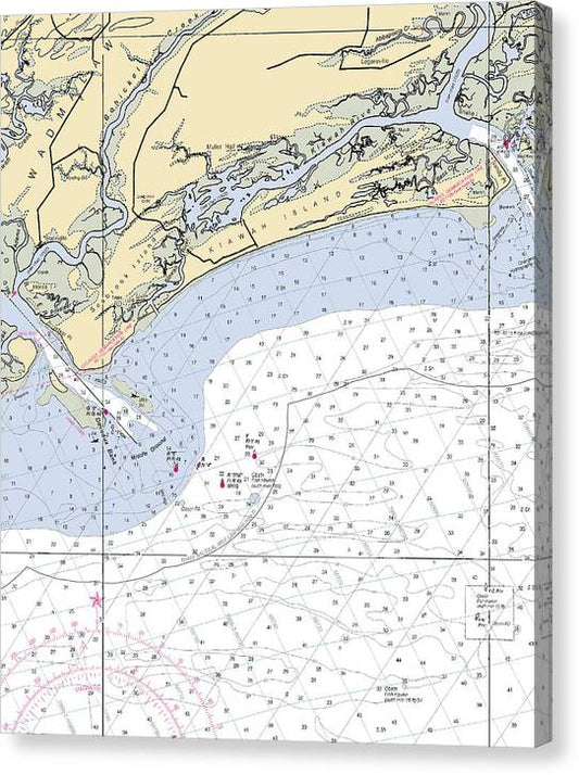 Kiawah Island-South Carolina Nautical Chart Canvas Print