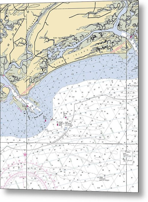 A beuatiful Metal Print of the Kiawah Island-South Carolina Nautical Chart - Metal Print by SeaKoast.  100% Guarenteed!