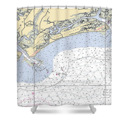 Kiawah Island South Carolina Nautical Chart Shower Curtain