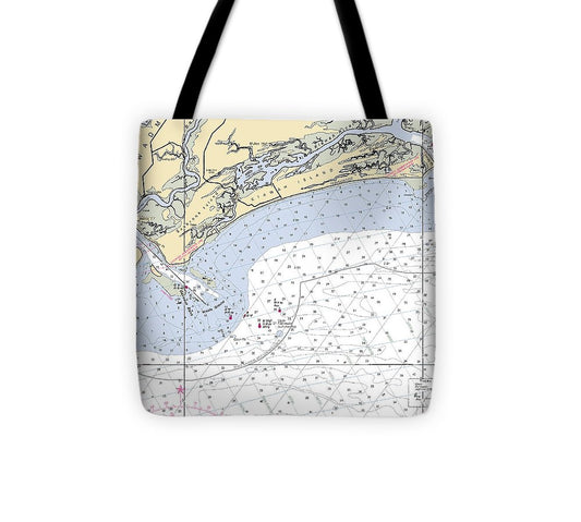 Kiawah Island South Carolina Nautical Chart Tote Bag