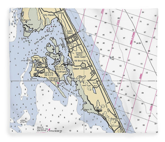 Kill Devil Hills North Carolina Nautical Chart Blanket