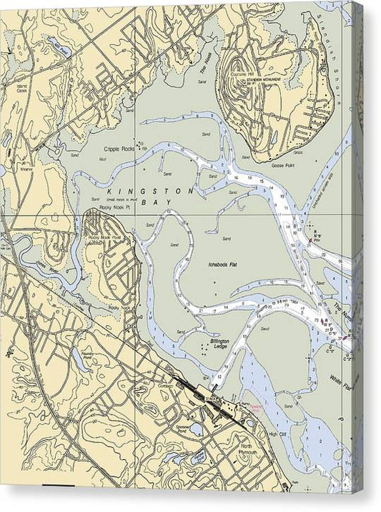 Kingston Bay-Massachusetts Nautical Chart Canvas Print