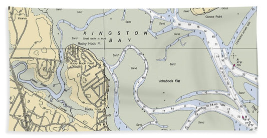 Kingston Bay-massachusetts Nautical Chart - Beach Towel