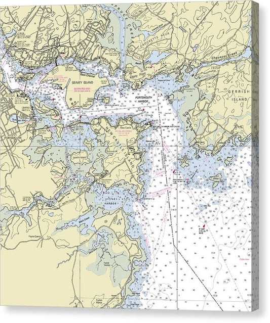 Kittery Maine Nautical Chart Canvas Print