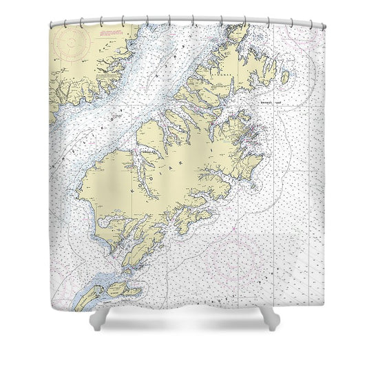 Kodiak Alaska Nautical Chart Shower Curtain