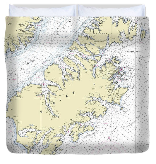 Kodiak Alaska Nautical Chart Duvet Cover