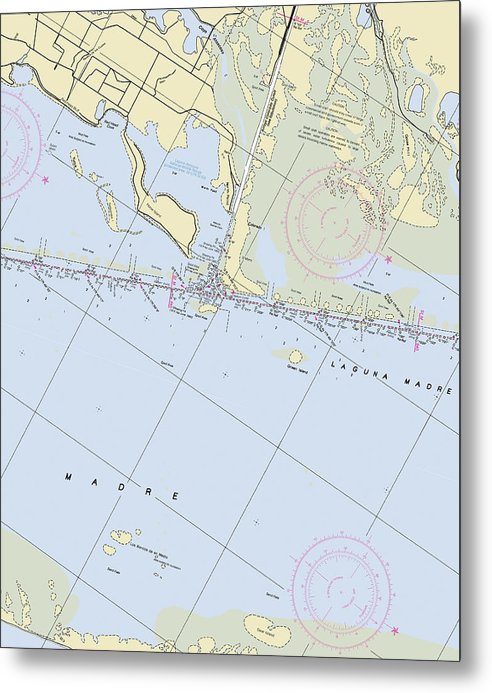 A beuatiful Metal Print of the Laguna Madre Texas Nautical Chart - Metal Print by SeaKoast.  100% Guarenteed!