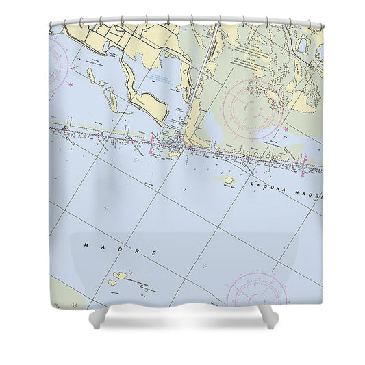 Laguna Madre Texas Nautical Chart Shower Curtain