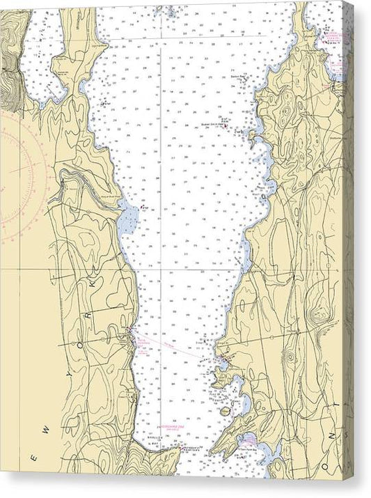 Lake Champlain-Lake Champlain  Nautical Chart Canvas Print