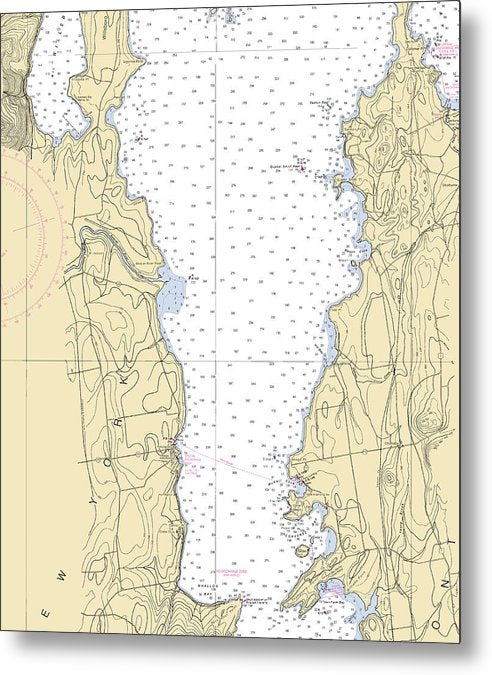 A beuatiful Metal Print of the Lake Champlain-Lake Champlain  Nautical Chart - Metal Print by SeaKoast.  100% Guarenteed!