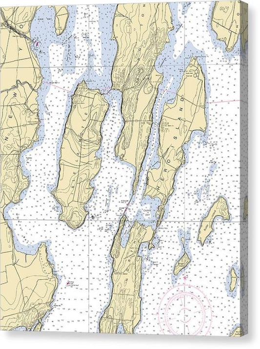 Lake Champlain -Lake Champlain  Nautical Chart _V4 Canvas Print