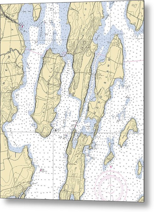 A beuatiful Metal Print of the Lake Champlain -Lake Champlain  Nautical Chart _V4 - Metal Print by SeaKoast.  100% Guarenteed!