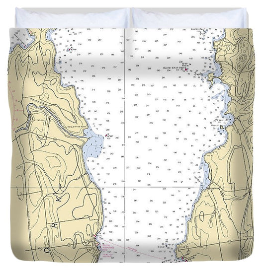 Lake Champlain Split Rock Point Lake Champlain  Nautical Chart Duvet Cover