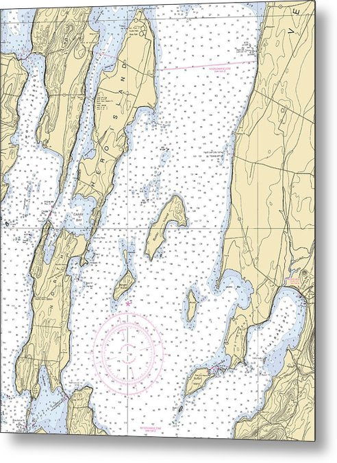 A beuatiful Metal Print of the Lake Champlain St Albans Bay-Lake Champlain  Nautical Chart - Metal Print by SeaKoast.  100% Guarenteed!