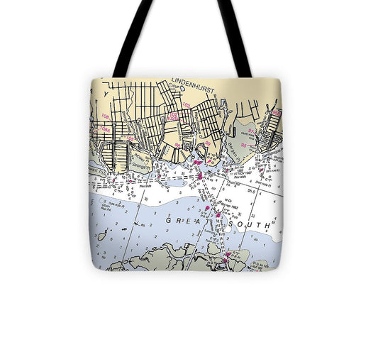 Lindenhurst New York Nautical Chart Tote Bag