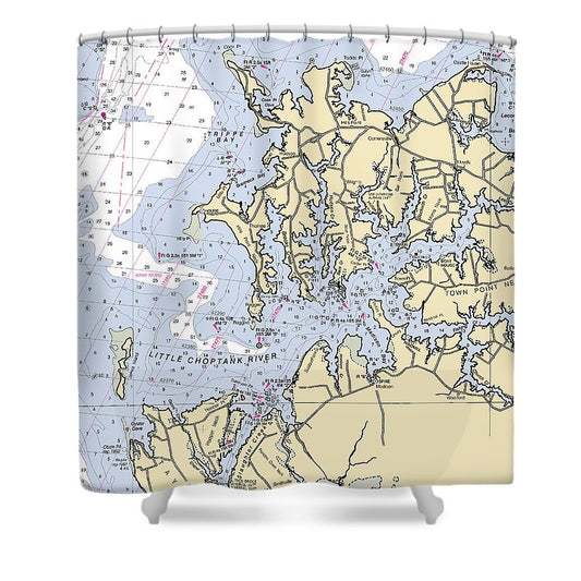 Little Choptank River Maryland Nautical Chart Shower Curtain
