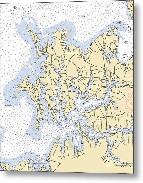 A beuatiful Metal Print of the Little Choptank River -Maryland Nautical Chart _V2 - Metal Print by SeaKoast.  100% Guarenteed!