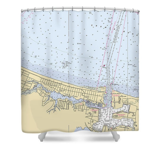 Little Creek Virginia Nautical Chart Shower Curtain