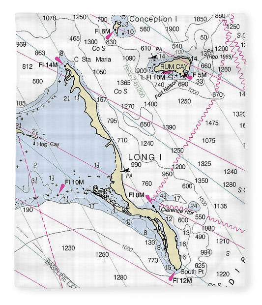 Long Island Bahamas Nautical Chart Blanket