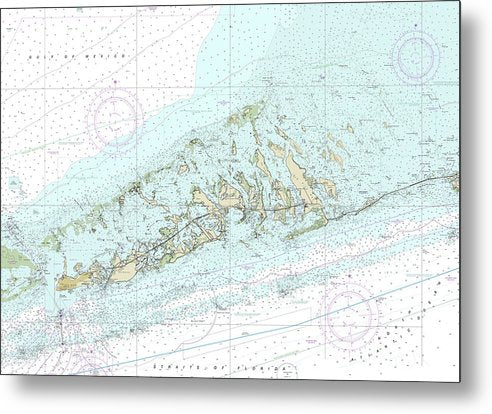 10" x 7" Lower Florida Keys Nautical Chart-Big Pine Key to Key West - Metal Print - SeaKoast