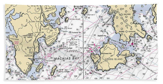 Machias Bay & Holmes Bay-maine Nautical Chart - Bath Towel