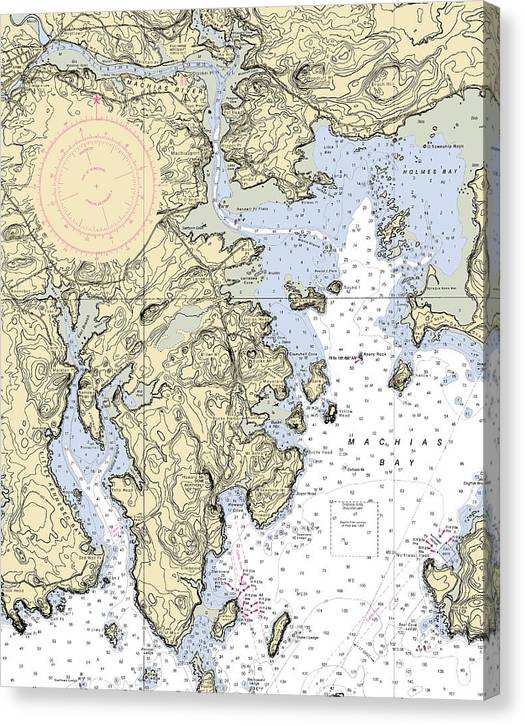 Machias Bay-Maine Nautical Chart Canvas Print