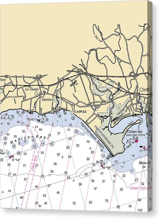 Madison-Connecticut Nautical Chart Canvas Print
