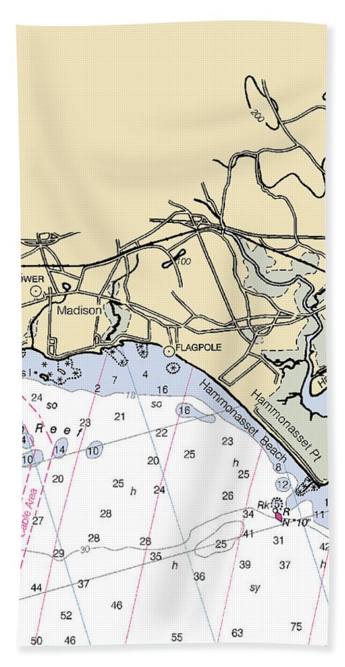 Madison-connecticut Nautical Chart - Beach Towel