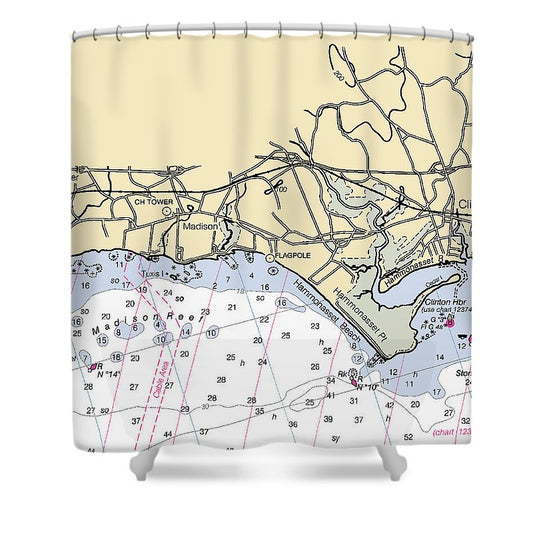 Madison Connecticut Nautical Chart Shower Curtain